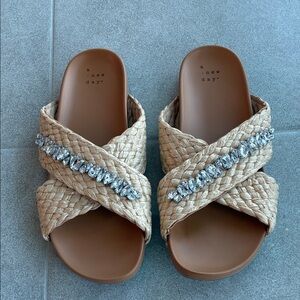 A New Day Women's Rhinestone Woven Sandals 9